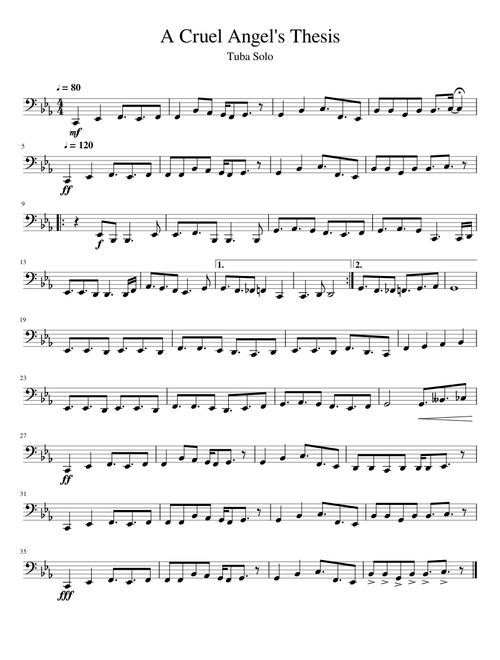 Neon Genesis Evangelion A Cruel Angels Thesis Tuba Solo