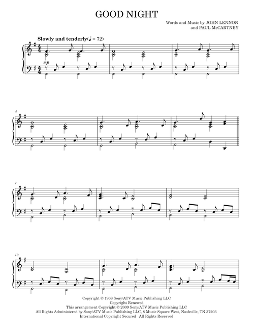 Good night - The Beatles (Piano Solo)