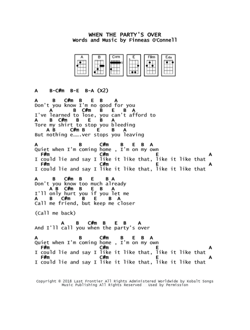 When The Party's Over (Arr. Leo Baeza) - Billie Eilish (Ukulele Chords-Lyrics)