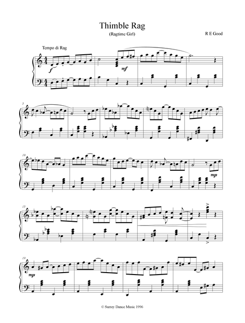 Thimble Rag (Ragtime Girl) - Bob Good (Piano Solo)