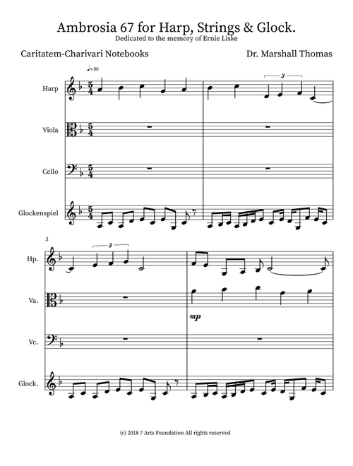 Ambrosia 67 for Harp, Strings & Glock. - Celebrity Chamber Players (Small Ensemble)
