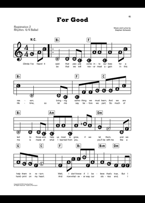 For Good SAB Sheet Music for Synthesizer (Mixed Quintet) | MuseScore.com