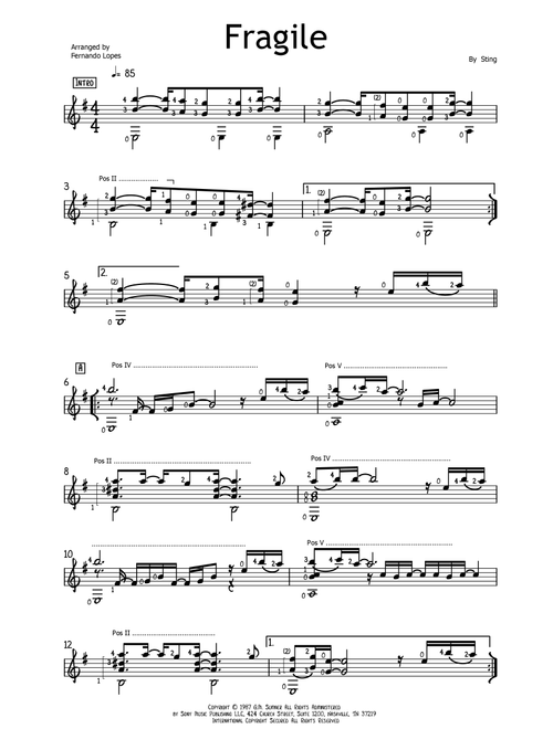 Fragile (Arr. Fernando Lopes) - Sting (Solo Guitar)