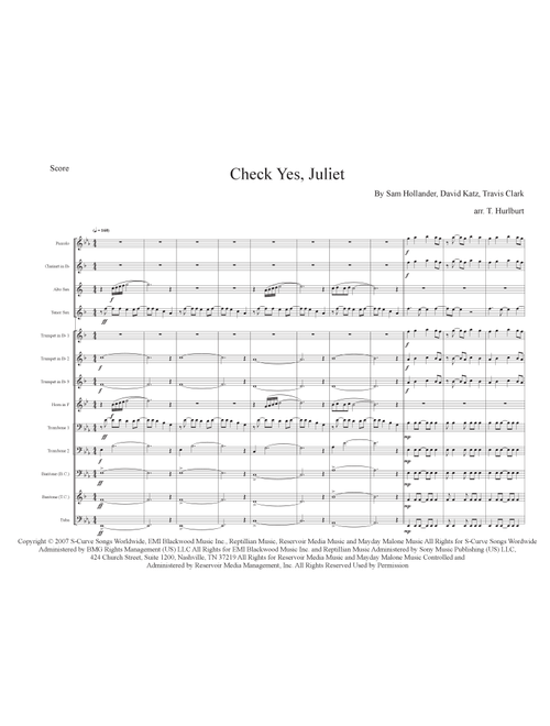 Check Yes, Juliet (Arr. T. Hurlburt) - We The Kings (Marching Band)