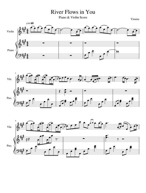 River Flows in You (Score with Violin & Piano Part)