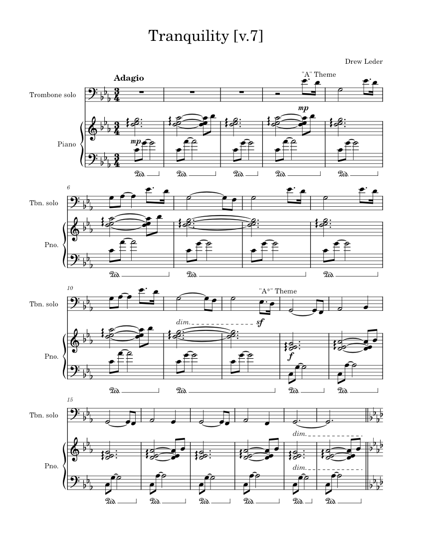 Tranquility_[v.7] Sheet music for Piano, Trombone (Solo)