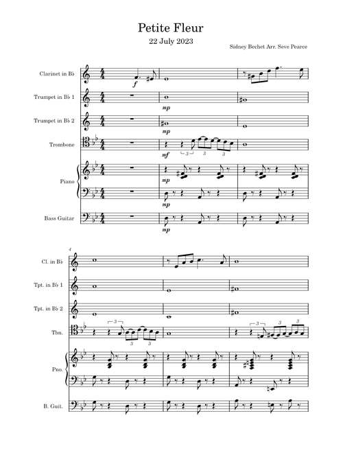 Petite Fleur (Little Flower) – Chris Barber's Jazz Band Petite Fleur (Little Flower) Bechet, arr. Steve Pearce