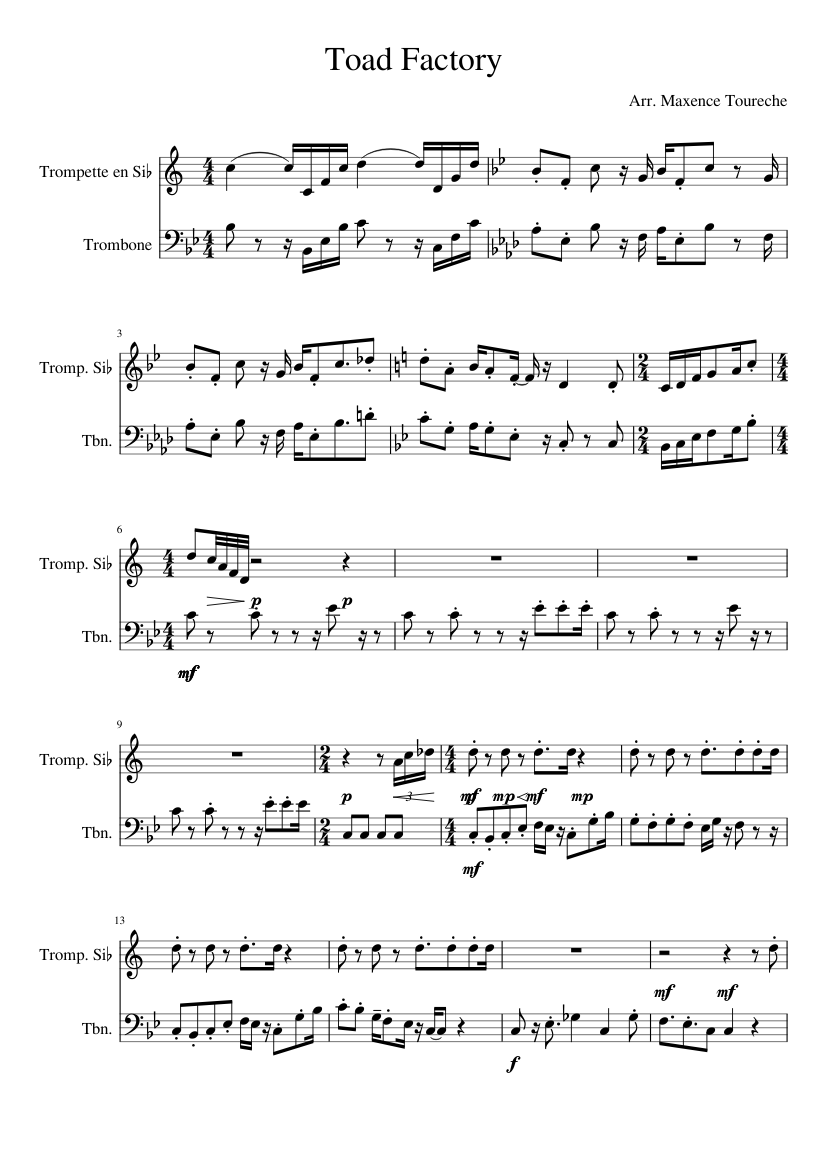Zus grafiek Doe herleven Mario Kart : Toad Factory Sheet music for Trombone, Trumpet in b-flat (Brass Duet) | Musescore.com Zus grafiek Doe herleven Mario Kart : Toad Factory Sheet music for Trombone, Trumpet in b-flat (Brass Duet) | Musescore.com