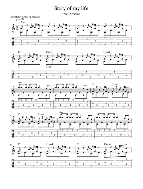 One Direction - Story of my life - guitar TAB