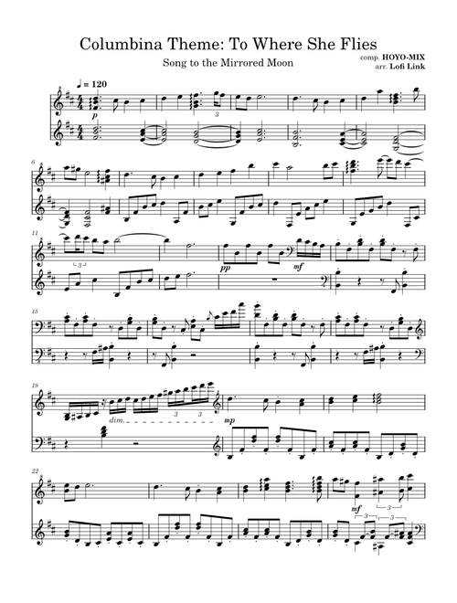 Columbina Theme: To Where She Flies (Piano Solo)