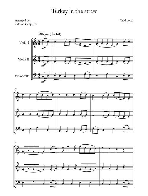 Turkey in the straw (Arr. Gildson Cerqueira) - Traditional (String Ensemble)