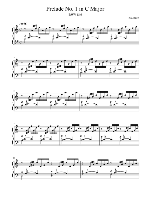 J.S. Bach - Prelude No. 1 in C Major (Wohltemperierte Klavier I No. 1, BWV 846)