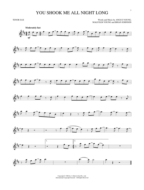 You Shook Me All Night Long - AC/DC (Tenor Sax Solo)