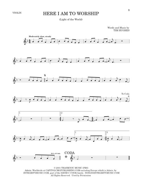 Here I Am To Worship (Light Of The World) - Phillips Craig & Dean, Tim Hughes (Violin Solo)