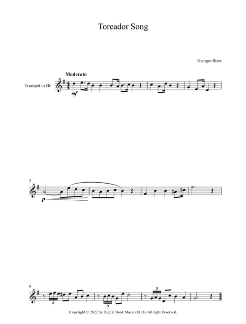 Toreador Song - Georges Bizet (Trumpet) (Arr. Digital Book Music) (Trumpet Solo)