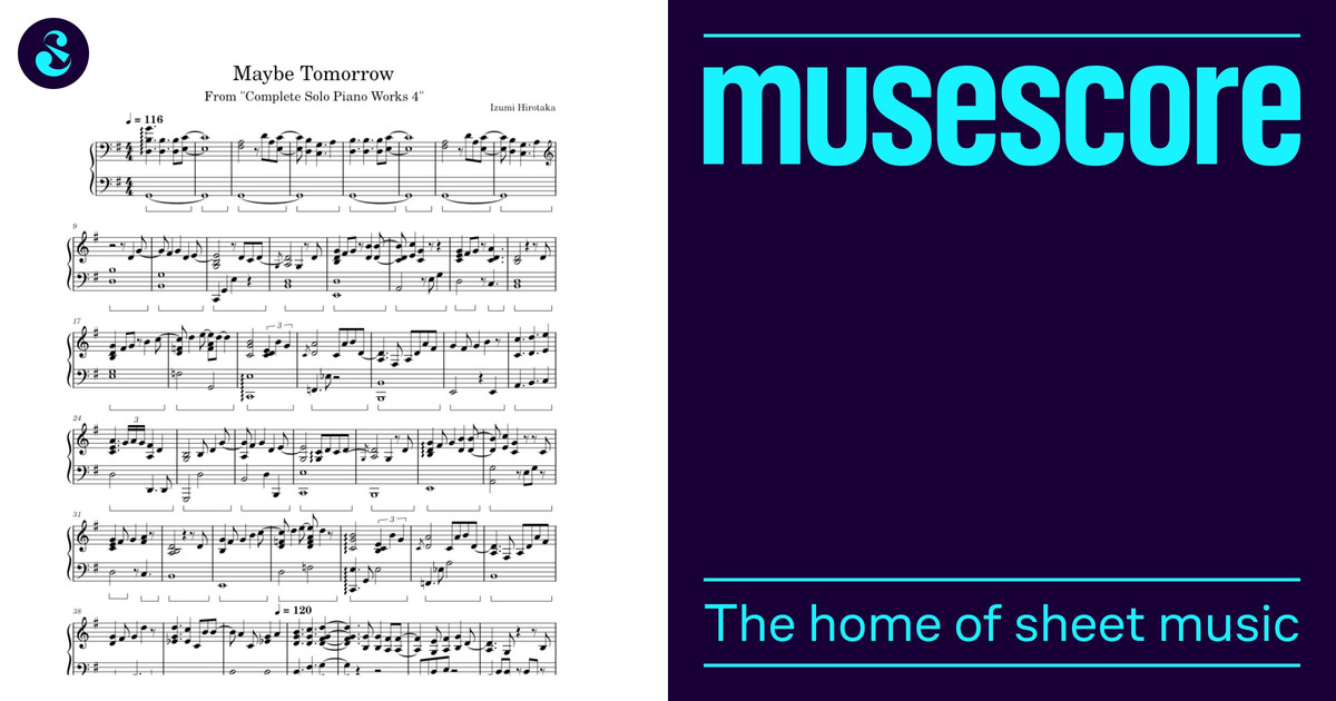 ミュージック Maybe Tomorrow NSP Live &amp; Document 2005 Maybe Tomorrow – Izumi Hirotaka Sheet Music for Piano (Solo