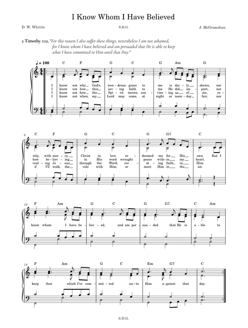 I Know Whom I Have Believed – psalm étude