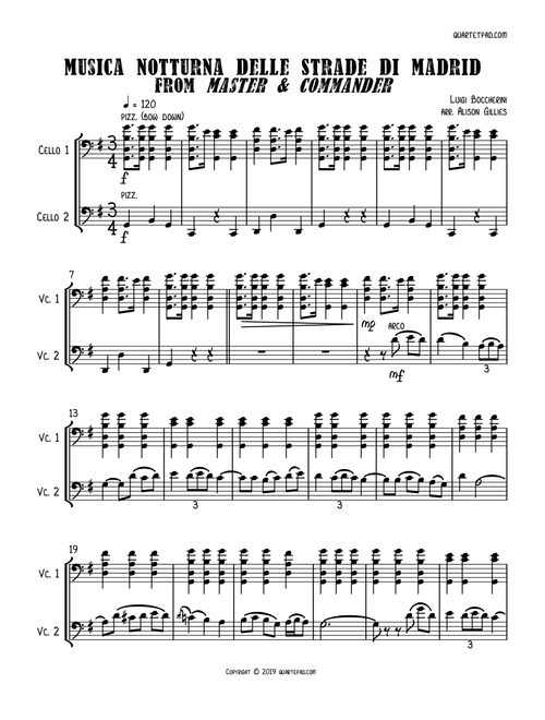 Boccherini Music from MASTER AND COMMANDER - Cello Duet (Arr. Alison Gillies) - Luigi Boccherini (Cello Duet)