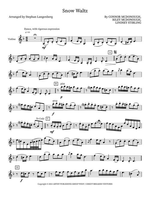 Snow Waltz - By CONNOR MCDONOUGH RILEY MCDONOUGH LINDSEY STIRLING (Instrumental Solo)