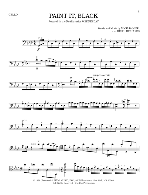 Paint It, Black (from Wednesday) - Wednesday Addams, Rolling Stones (Cello Solo)