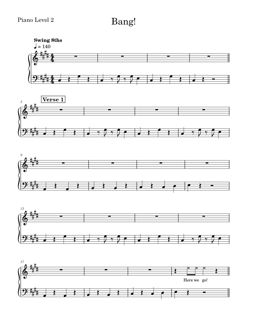 BANG! AJR Piano_Level_2 Sheet music for Piano (Solo)