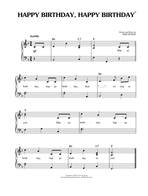 Happy Birthday, Happy Birthday - Mister Rogers (Easy Piano)