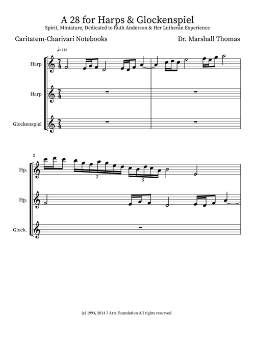 A 28 for Harps & Glockenspiel - Celebrity Chamber Players (Small Ensemble)