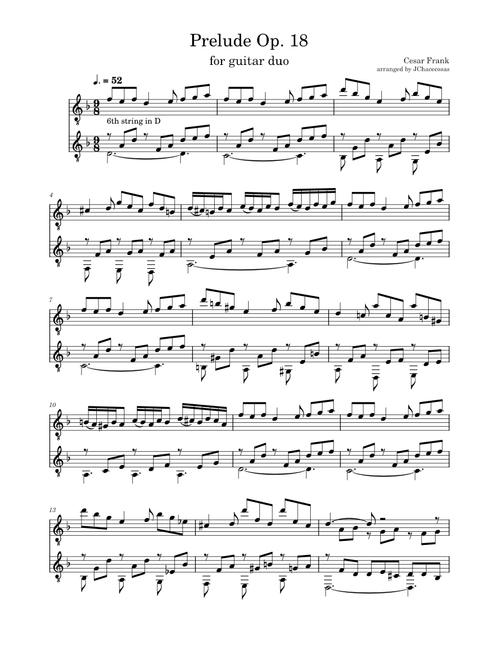 Prélude, Op. 18 - FWV 30 – César Franck for guitar duo