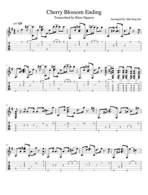 Cherry Blossom Ending Guitar Tab