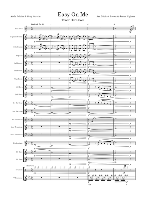 Easy On Me - Adele for Solo Eb Tenor Horn with Brass Band