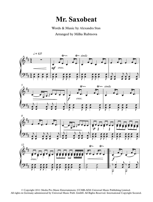 Mr Saxobeat (Arr. Milka Rubtsova) - Andrei Nemirschi, Vasile Prodan (Piano Solo)