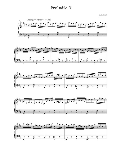 Preludio Ⅴ BWV850 - Johann Sebastian Bach (Piano Solo)