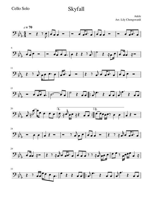 Skyfall~ Adele~ Cello Solo