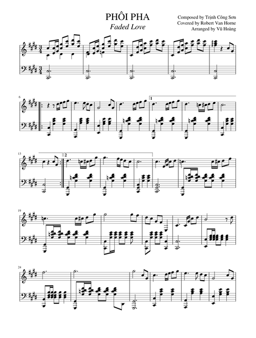 Phoi Pha by Trinh Cong Son Piano Solo Tutorial