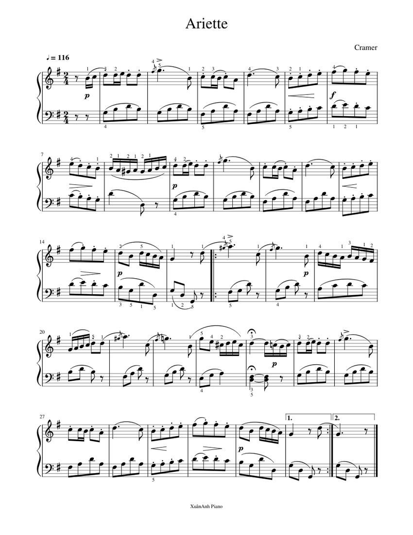 Ariette Sheet Music for Piano (Solo) easy | MuseScore.com