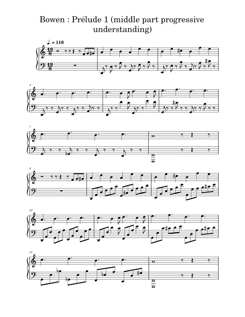 Bowen Prélude 1 (middle part progressive understanding) Sheet music