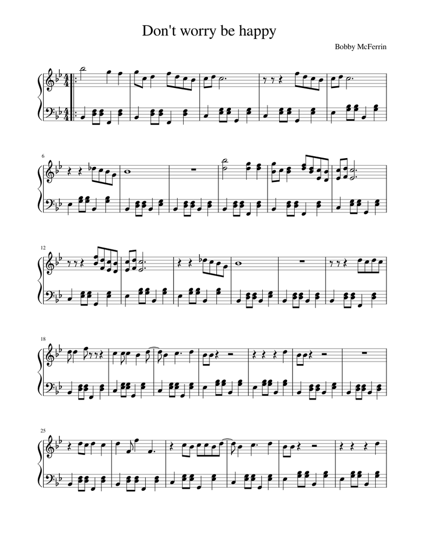 Don't worry be happy Sheet music for Piano (Solo)