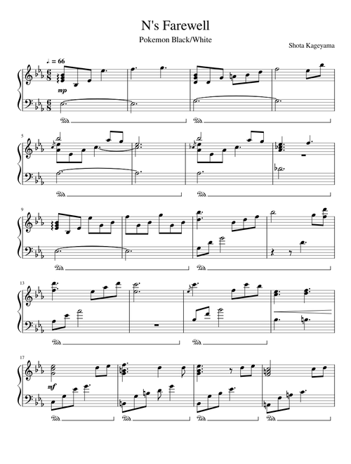 Pokemon Black/White - N's Farewell (Solo Piano)