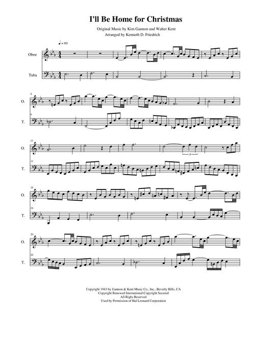 I'll Be Home For Christmas (Arr. Kenneth D. Friedrich) - Rascal Flatts (Instrumental Duet)