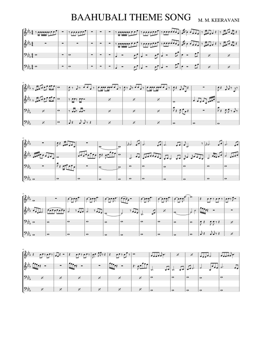 BAAHUBALI THEME SONG SHORT SCORE Sheet music for Trombone, Euphonium