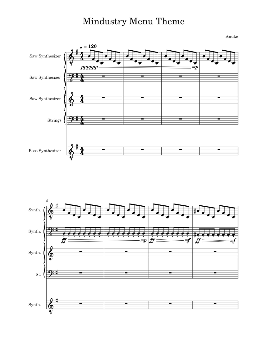 Menu – Anuke (Mindustry Menu Theme) Sheet Music for Bass guitar ...