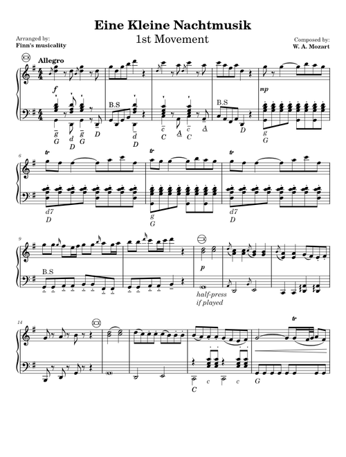 Eine kleine Nachtmusik, K.525 – Wolfgang Amadeus Mozart Serenade No. 13 K. 525 ''Eine kleine Nachtmusik'' – Wolfgang Amadeus Mozart - Accordion solo