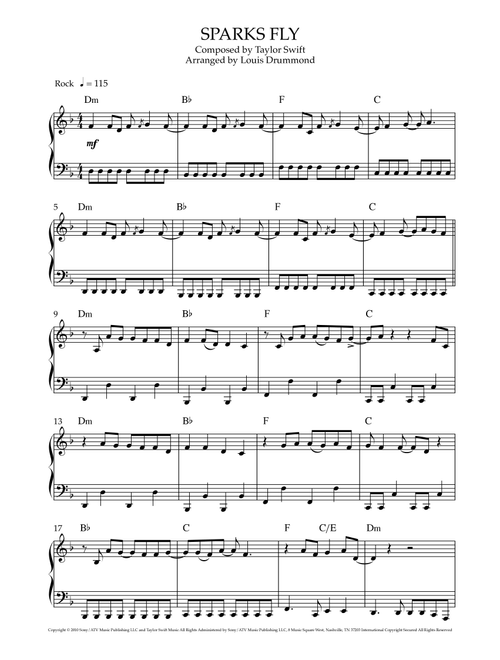 Sparks Fly (Arr. Louis Drummond) - Taylor Swift (Piano Solo)