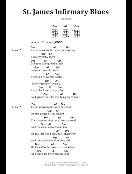 St James' Infirmary Blues - Traditional (Piano-Vocal-Guitar (Piano Accompaniment))