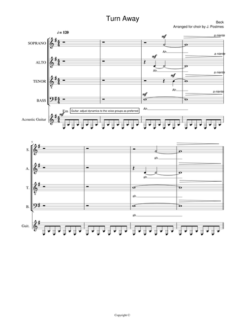 Beck - Turn Away (SATB + Guitar)