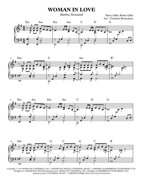 Woman In Love (Arr. Christian Bennedsen) - Barbra Streisand (Piano Solo)