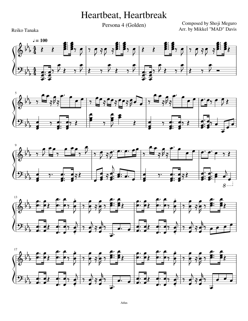 Heartbeat, Heartbreak - Persona 4 (Golden) Sheet Music for Piano