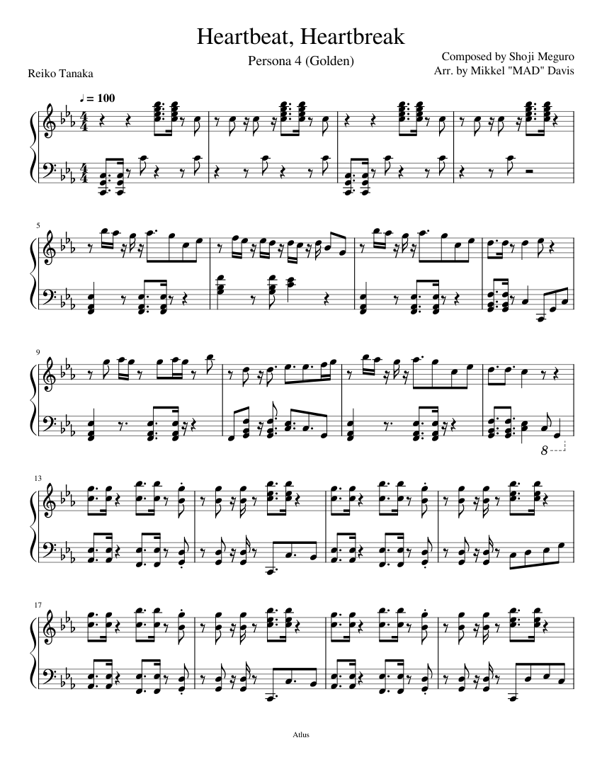 milagro mantequilla hacha Heartbeat, Heartbreak - Persona 4 (Golden) Sheet music for Piano (Solo) |  Musescore.com