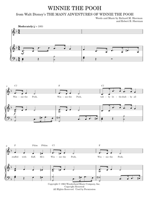 Winnie The Pooh - Sherman Brothers (Piano Vocal)