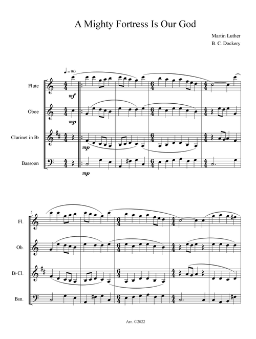 A Mighty Fortress is Our God (Woodwind Quartet) (Arr. B. C. Dockery) - Martin Luther (Woodwind Ensemble)